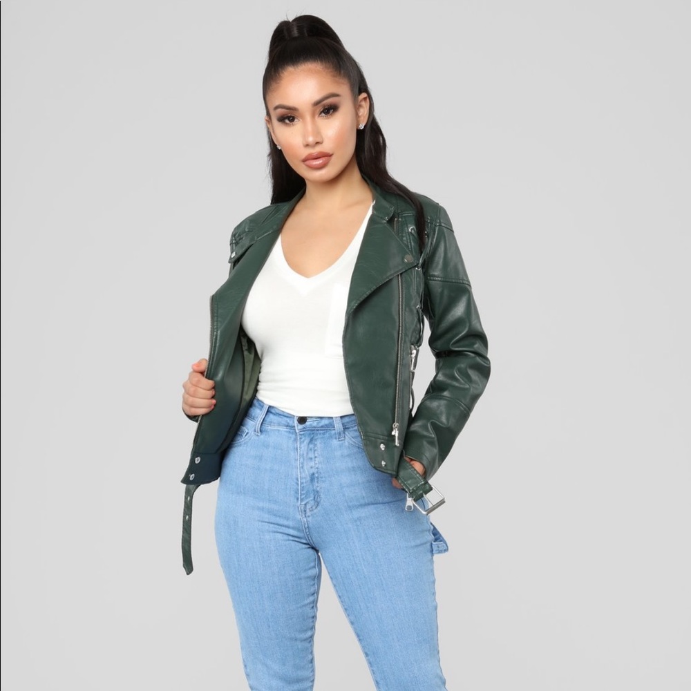 GEEEN FASHION NOVA PU LEATHER JACKET